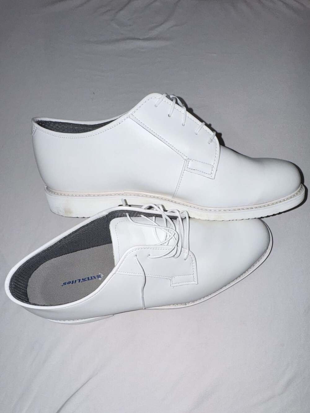 Bates Lites Oxford Size 12 E White Leather Dress Shoes
